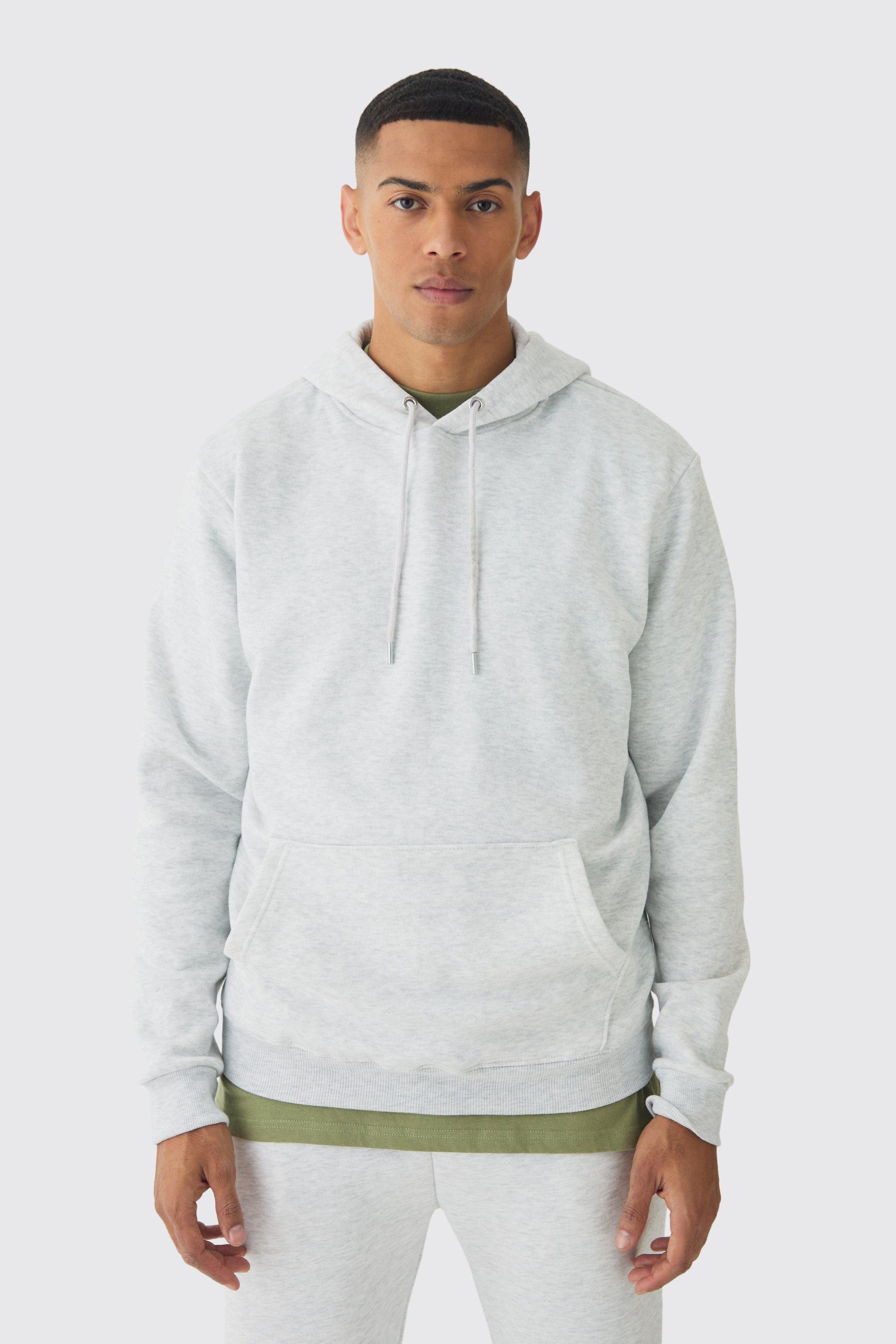 Mens Grey Regular Fit Basic Over The Head Hoodie, Grey